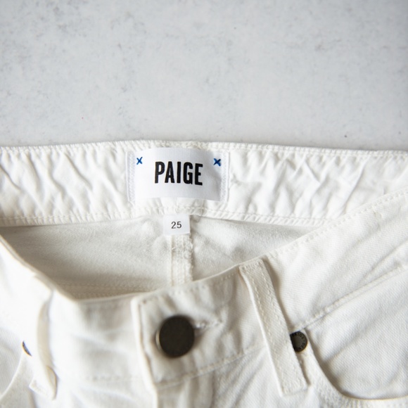 PAIGE  Skyline Crop Skinny Cuffed Hem Optic White Jeans Size 25 - Picture 11 of 12